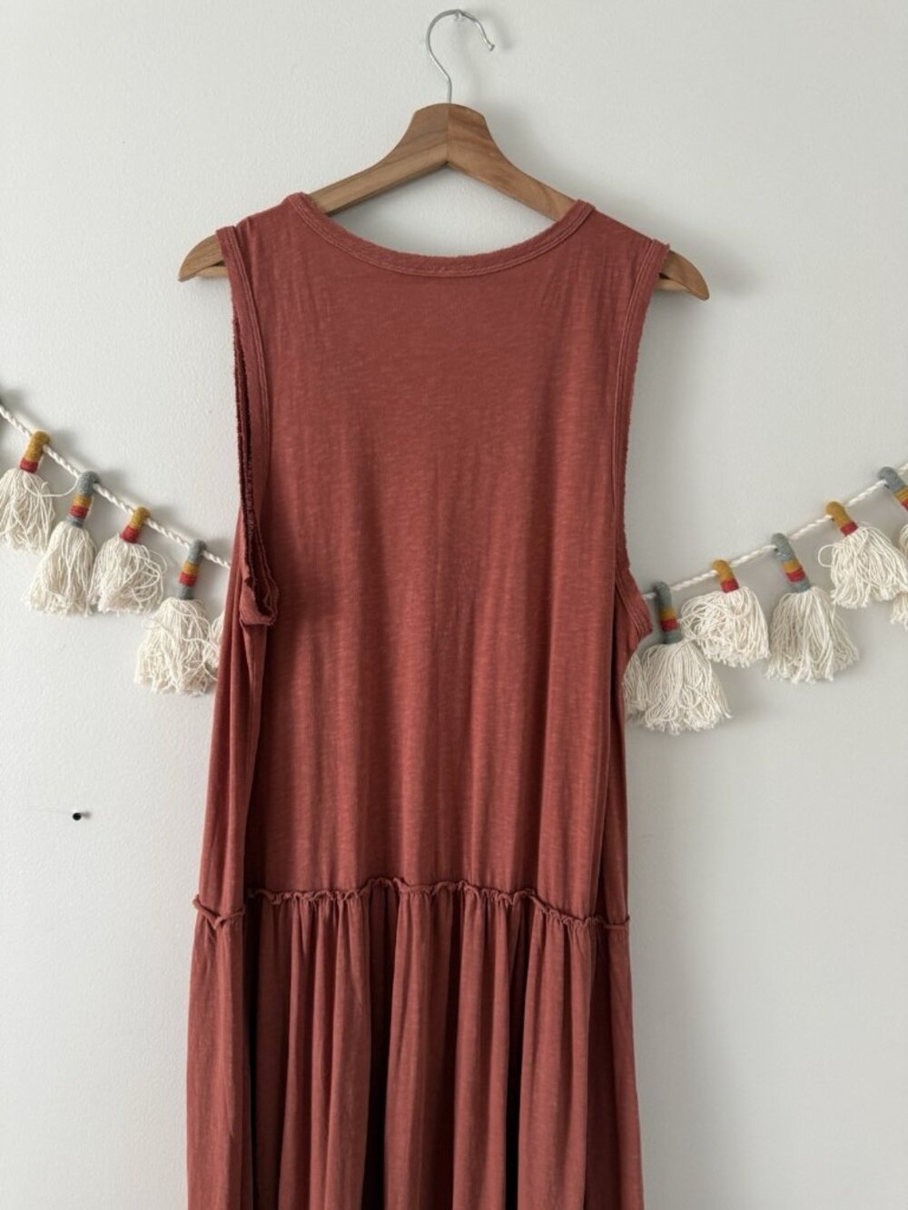 Aerie Sleeveless Tiered Relaxed Flowy Maxi Dress Terracotta Boho Fall Lounge XL - Picture 7 of 10